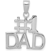 14K White Gold #1 Dad Charm with Textured Back and Rhodium Plating by Oro Pregiato