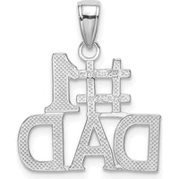 14K White Gold #1 Dad Charm with Textured Back and Rhodium Plating by Oro Pregiato