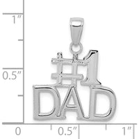 14K White Gold #1 Dad Charm with Textured Back and Rhodium Plating by Oro Pregiato