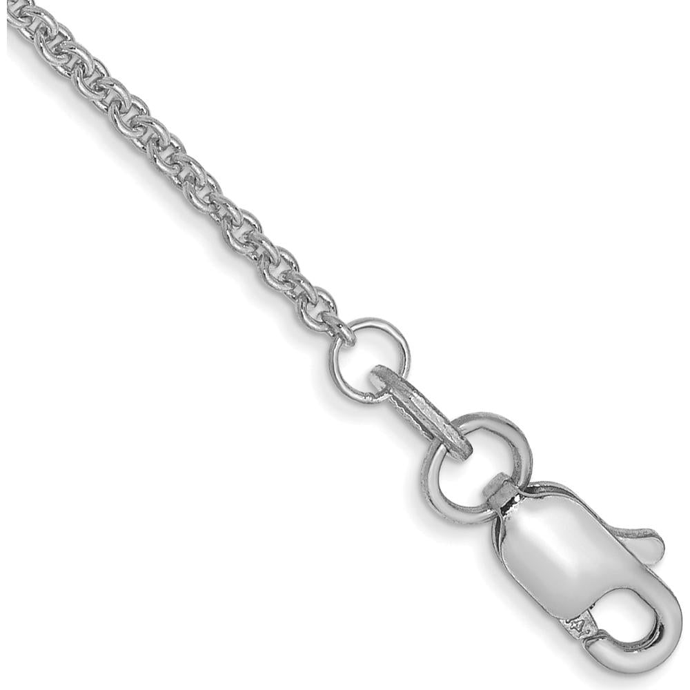 14K White Gold 10" 1.4mm Round Open Link Cable Anklet with Lobster Clasp by Oro Pregiato