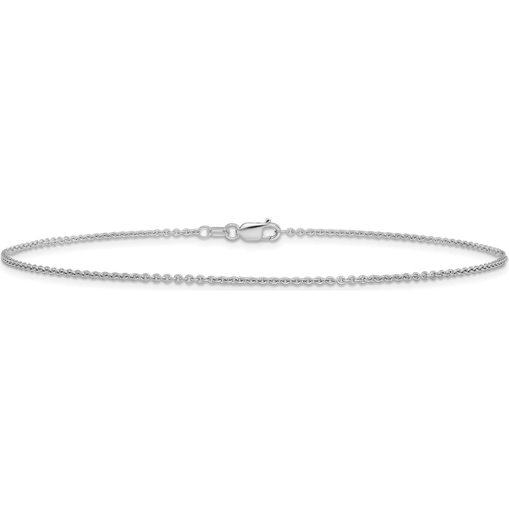 14K White Gold 10" 1.4mm Round Open Link Cable Anklet with Lobster Clasp by Oro Pregiato