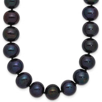 14K White Gold 10-11mm Black Freshwater Cultured Pearl Necklace - 18" Length by Monteluci Fine Jewelry