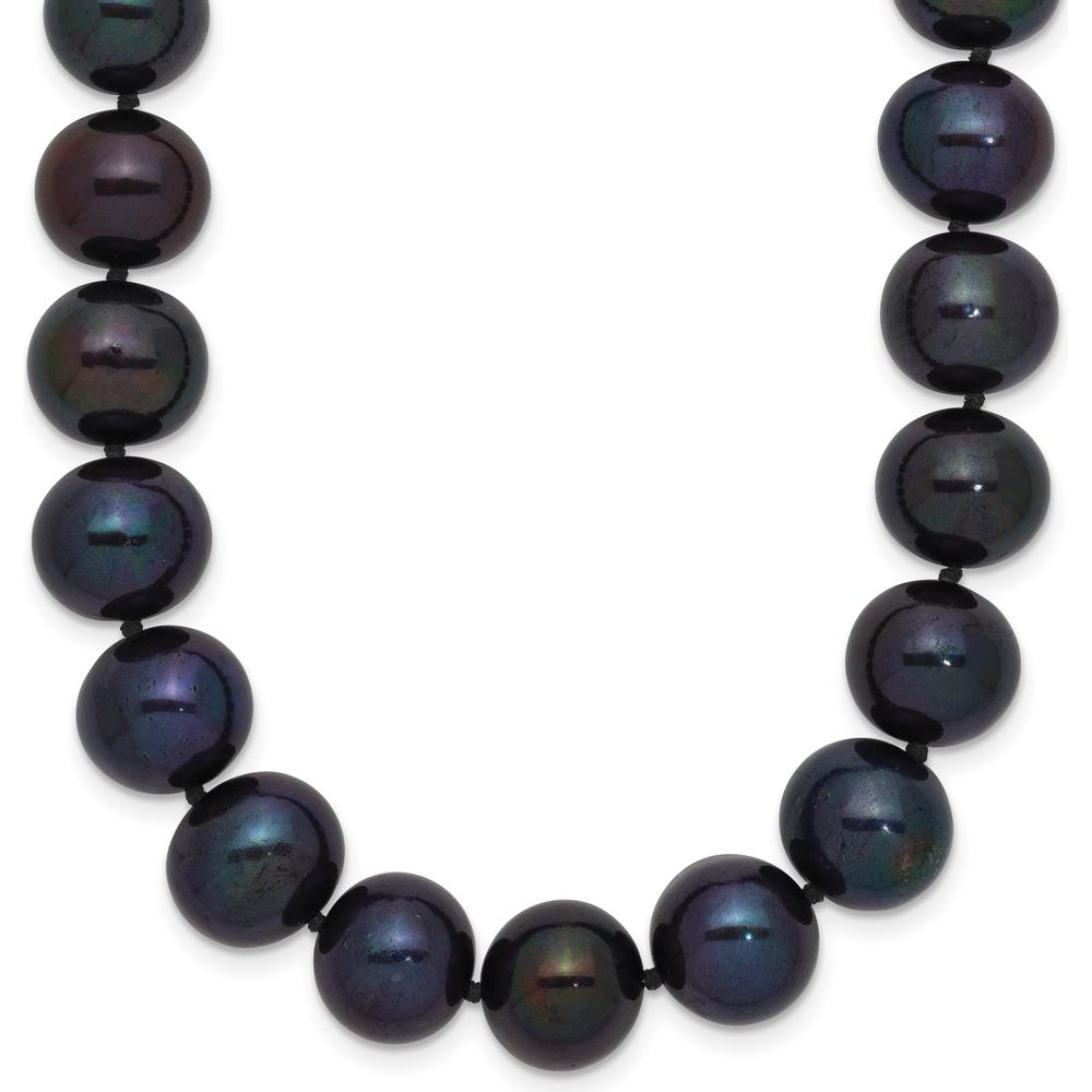 14K White Gold 10-11mm Black Freshwater Cultured Pearl Necklace - 18" Length by Monteluci Fine Jewelry