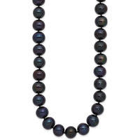 14K White Gold 10-11mm Black Freshwater Cultured Pearl Necklace - 18" Length by Monteluci Fine Jewelry