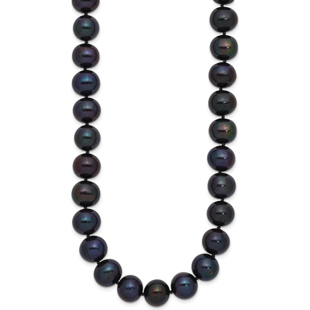 14K White Gold 10-11mm Black Freshwater Cultured Pearl Necklace - 18" Length by Monteluci Fine Jewelry