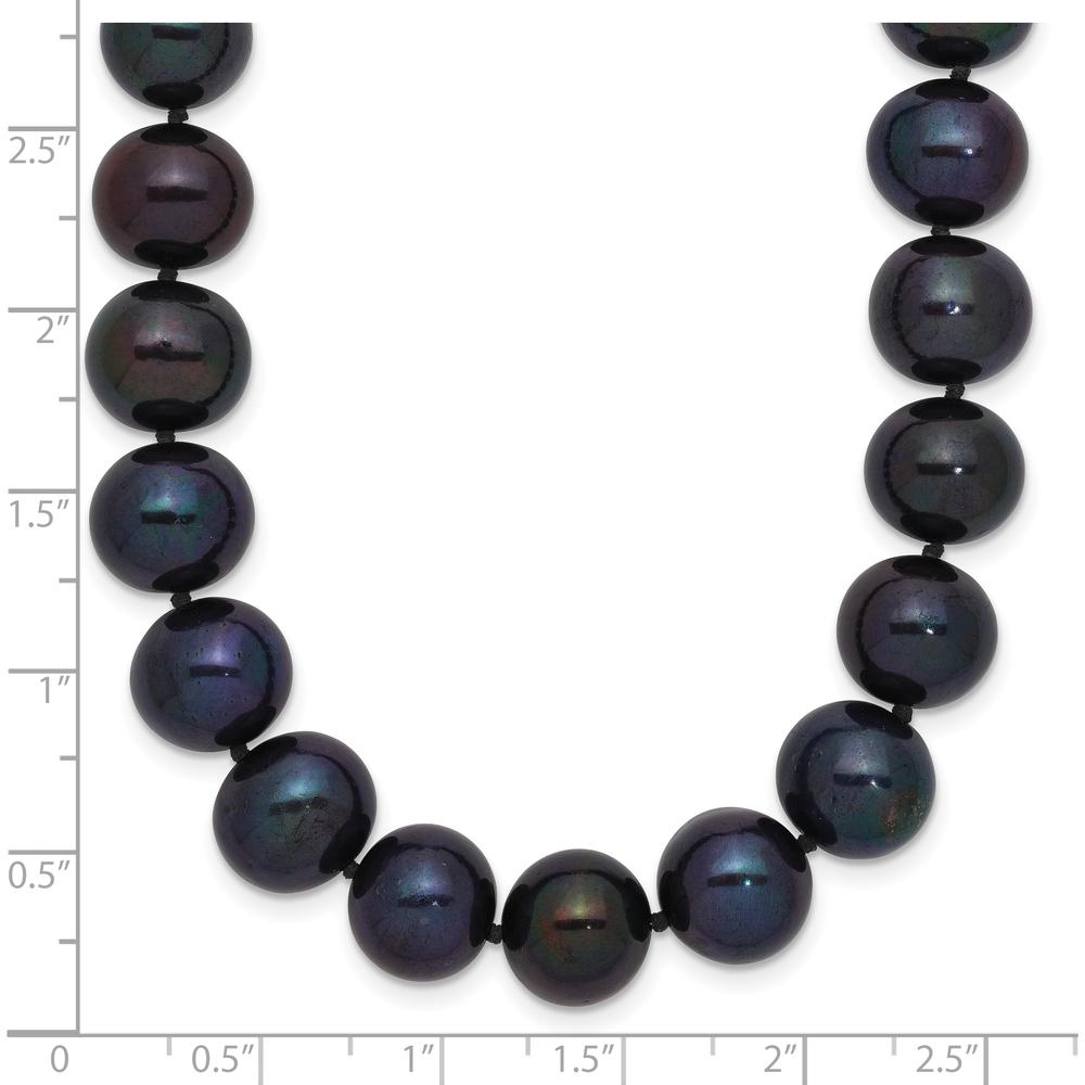 14K White Gold 10-11mm Black Freshwater Cultured Pearl Necklace - 18" Length by Monteluci Fine Jewelry
