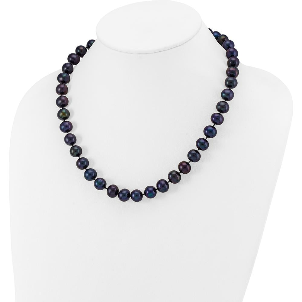 14K White Gold 10-11mm Black Freshwater Cultured Pearl Necklace - 18" Length by Monteluci Fine Jewelry