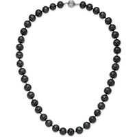 14K White Gold 10-11mm Black Freshwater Cultured Pearl Necklace - 18" Length by Monteluci Fine Jewelry