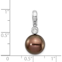 14K White Gold 10-11mm Black Tahitian Pearl and Diamond Pendant with 0.07 Carat Round Diamond by Monteluci Fine Jewelry