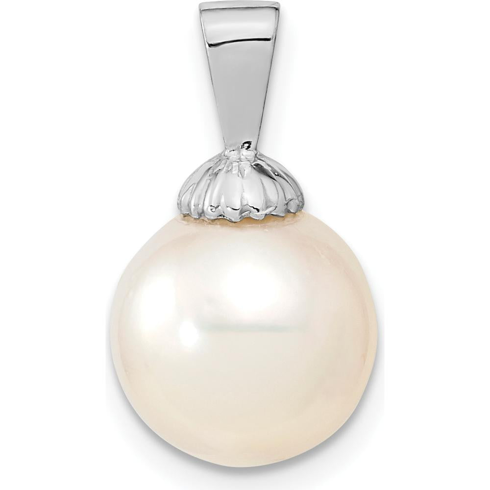 14K White Gold 10-11mm South Sea Cultured Pearl Pendant with Textured Bail by Monteluci Fine Jewelry