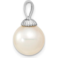 14K White Gold 10-11mm South Sea Cultured Pearl Pendant with Textured Bail by Monteluci Fine Jewelry