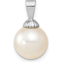 14K White Gold 10-11mm South Sea Cultured Pearl Pendant with Textured Bail by Monteluci Fine Jewelry