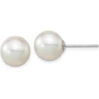 14K White Gold 10-11mm White Round South Sea Saltwater Cultured Pearl Post Earrings by Monteluci Fine Jewelry