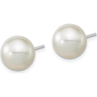 14K White Gold 10-11mm White Round South Sea Saltwater Cultured Pearl Post Earrings by Monteluci Fine Jewelry