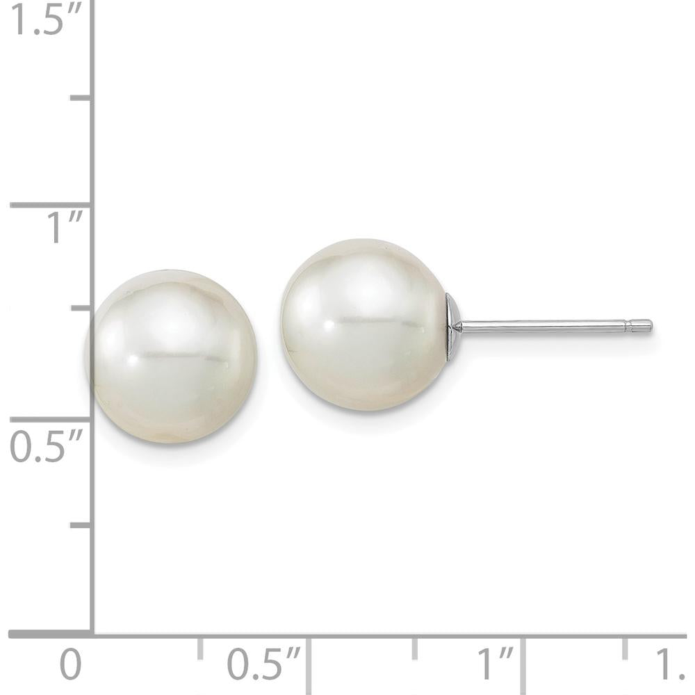 14K White Gold 10-11mm White Round South Sea Saltwater Cultured Pearl Post Earrings by Monteluci Fine Jewelry