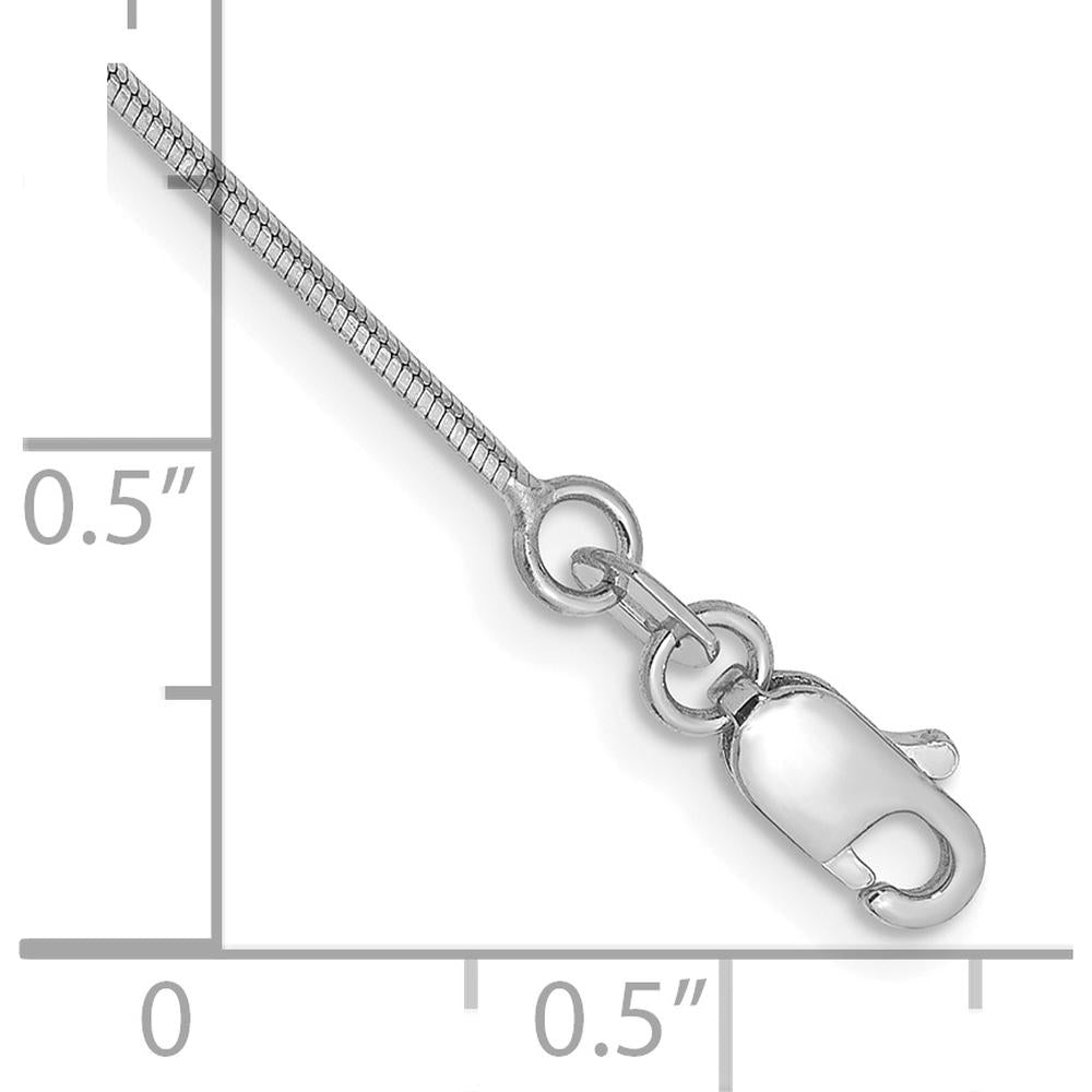 14K White Gold 10" 1mm Octagonal Snake Chain Anklet with Lobster Clasp by Oro Pregiato