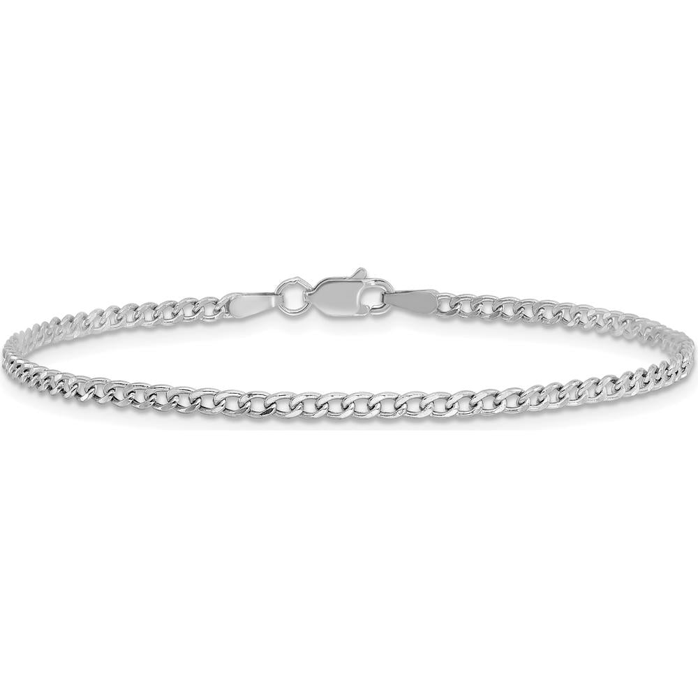 14K White Gold 10" 2.5mm Semi-Solid Curb Anklet with Lobster Clasp by Oro Pregiato