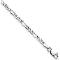 14K White Gold 10" 2.5mm Semi-Solid Figaro Anklet Chain with Lobster Clasp by Oro Pregiato