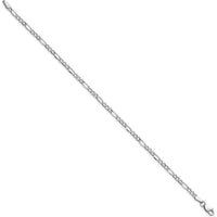 14K White Gold 10" 2.5mm Semi-Solid Figaro Anklet Chain with Lobster Clasp by Oro Pregiato