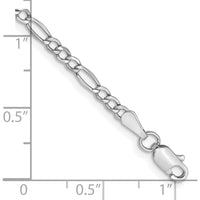 14K White Gold 10" 2.5mm Semi-Solid Figaro Anklet Chain with Lobster Clasp by Oro Pregiato