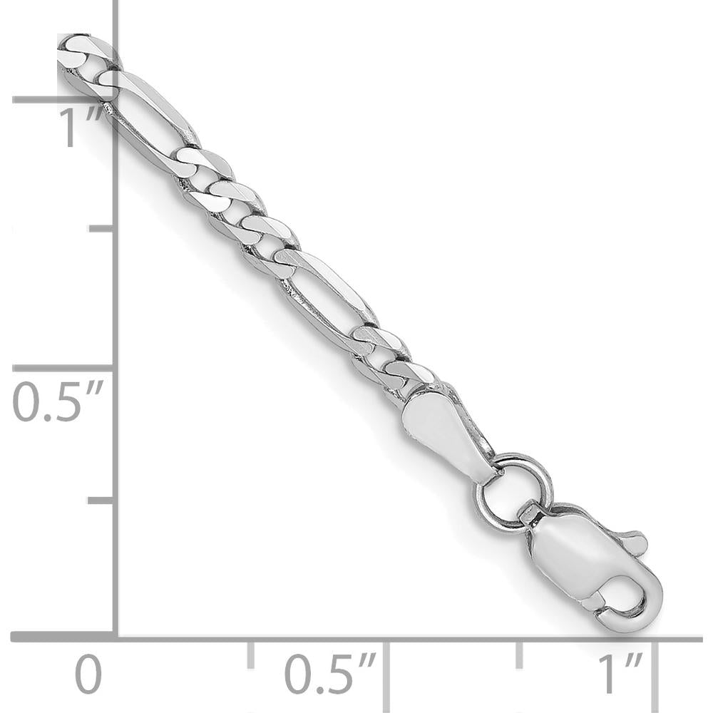 14K White Gold 10" 2.75mm Flat Figaro Chain Anklet with Lobster Clasp by 0