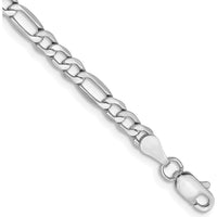 14K White Gold 10" 3.5mm Semi-Solid Figaro Chain with Lobster Clasp by Oro Pregiato