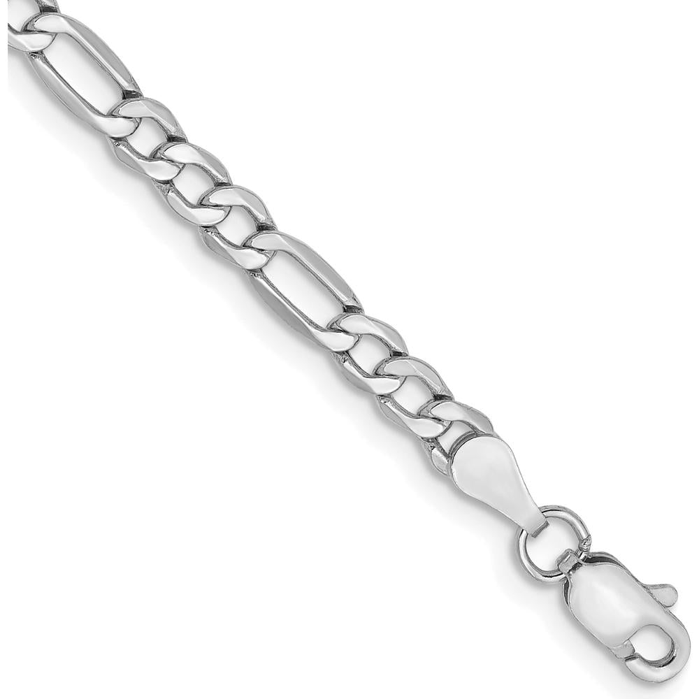 14K White Gold 10" 3.5mm Semi-Solid Figaro Chain with Lobster Clasp by Oro Pregiato