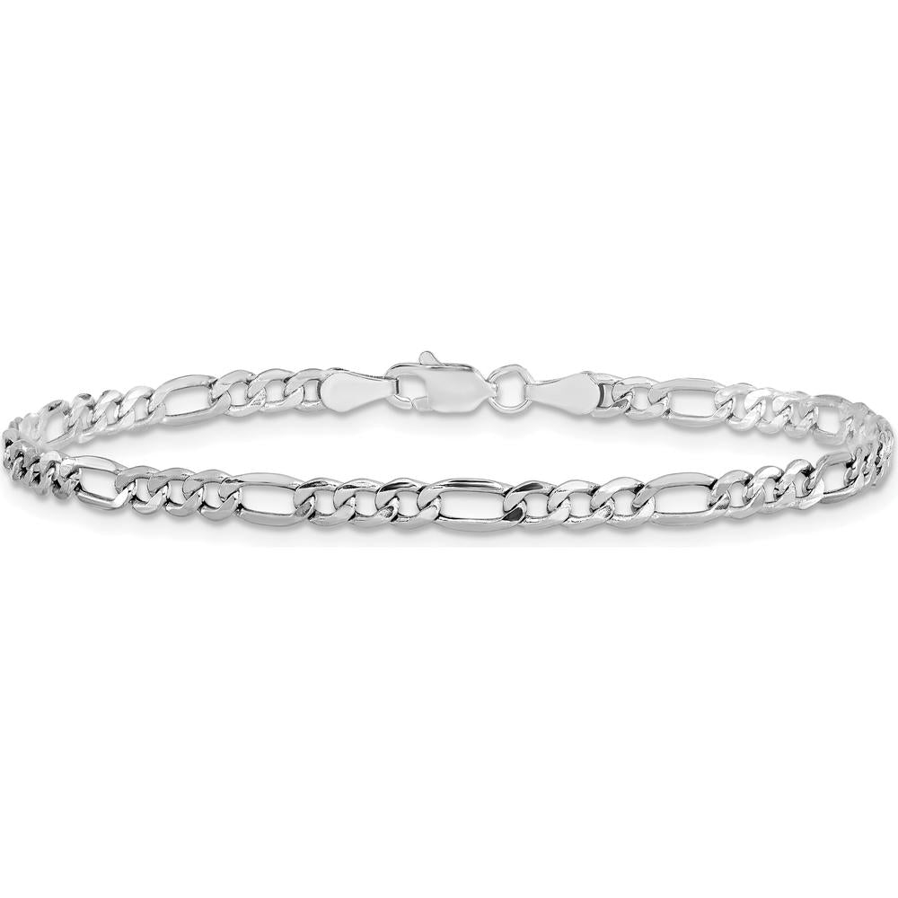 14K White Gold 10" 3.5mm Semi-Solid Figaro Chain with Lobster Clasp by Oro Pregiato