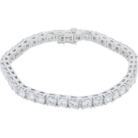 14K White Gold 10.50 Carat Total Weight Lab Grown Diamond Tennis Bracelet with Prong Set Round Cut Diamonds