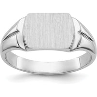 14K White Gold 10.5x8.0mm Closed Back Signet Ring - Engravable, Satin Finish by Oro Pregiato