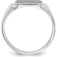 14K White Gold 10.5x8.0mm Closed Back Signet Ring - Engravable, Satin Finish by Oro Pregiato