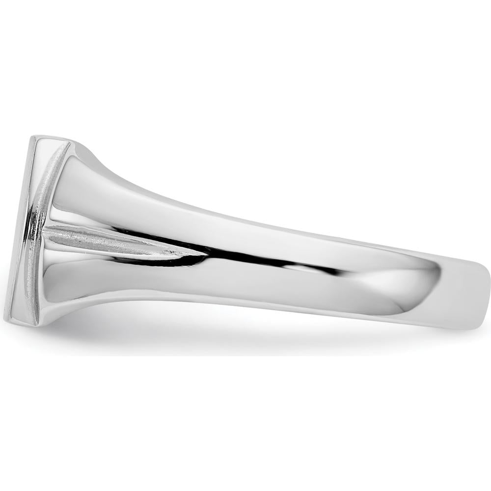 14K White Gold 10.5x8.0mm Closed Back Signet Ring - Engravable, Satin Finish by Oro Pregiato