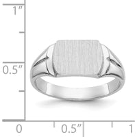 14K White Gold 10.5x8.0mm Closed Back Signet Ring - Engravable, Satin Finish by Oro Pregiato