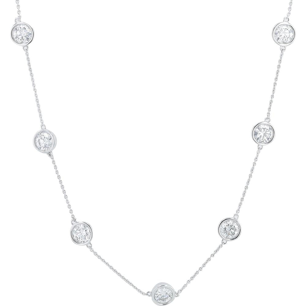 14K White Gold 10 Carat Lab Grown Diamond by the Yard Necklace - 10.00 Carat Total Diamond Weight