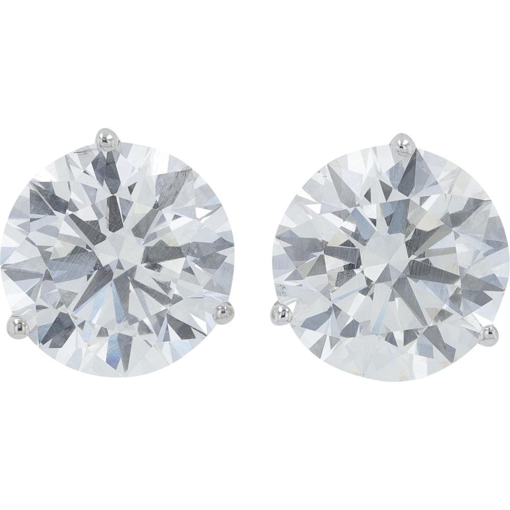 14K White Gold 10 Carat Lab Grown Diamond Stud Earrings - 5.00 Carat Each Diamond Weight