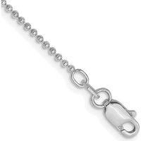 14K White Gold 10" Diamond-Cut Beaded Anklet with Lobster Clasp by Oro Pregiato