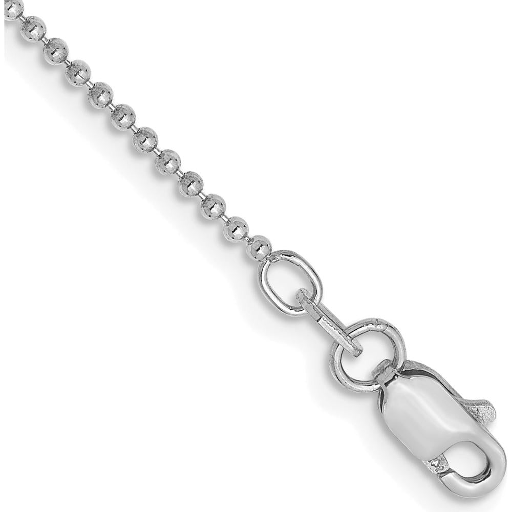 14K White Gold 10" Diamond-Cut Beaded Anklet with Lobster Clasp by Oro Pregiato