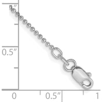 14K White Gold 10" Diamond-Cut Beaded Anklet with Lobster Clasp by Oro Pregiato