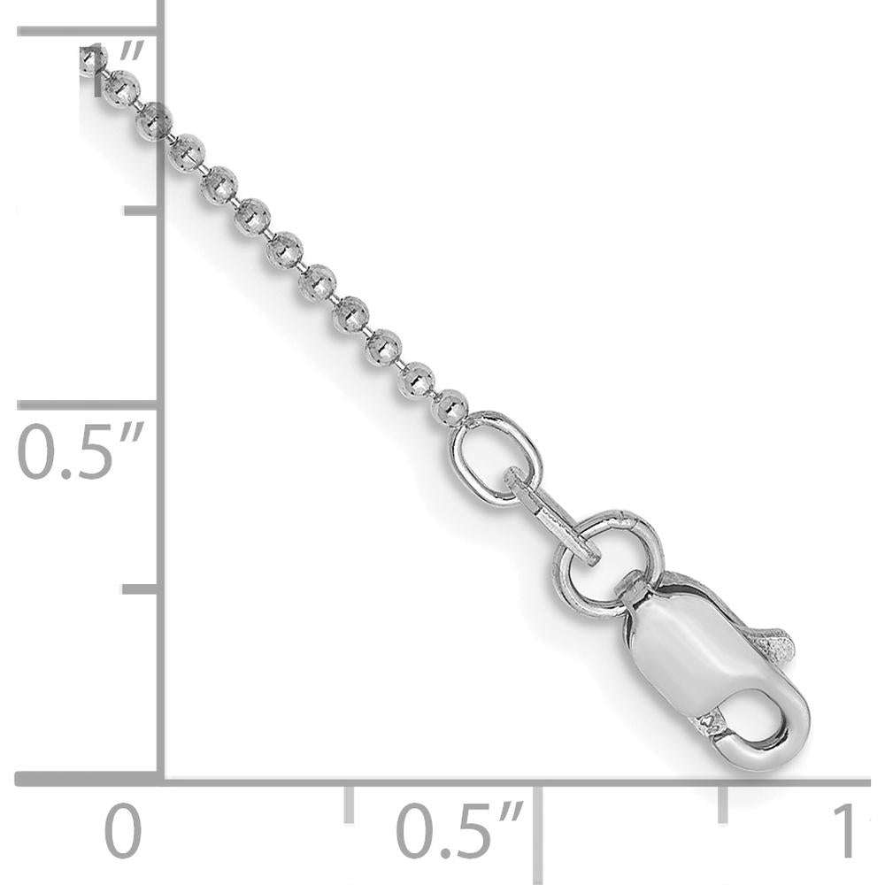 14K White Gold 10" Diamond-Cut Beaded Anklet with Lobster Clasp by Oro Pregiato