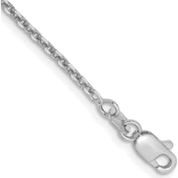 14K White Gold 10" Diamond-Cut Cable Anklet with Lobster Clasp by Oro Pregiato