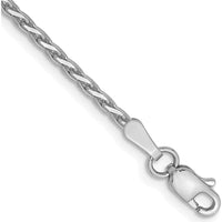 14K White Gold 10" Diamond-Cut Parisian Wheat Anklet - 1.6mm Width with Lobster Clasp by Oro Pregiato