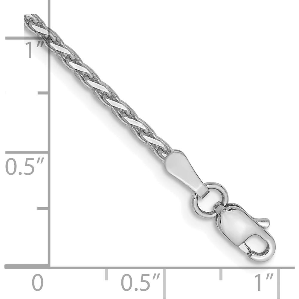14K White Gold 10" Diamond-Cut Parisian Wheat Anklet - 1.6mm Width with Lobster Clasp by Oro Pregiato