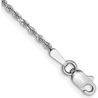 14K White Gold 10" Diamond-Cut Rope Anklet with Lobster Clasp