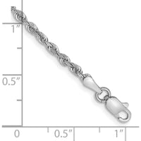 14K White Gold 10" Diamond-Cut Rope Anklet with Lobster Clasp by Oro Pregiato