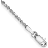 14K White Gold 10" Ropa Chain Anklet with Lobster Clasp - 1.7mm Width by Oro Pregiato