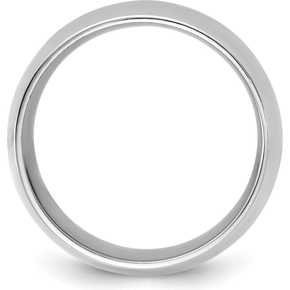 14K White Gold 10mm Comfort Fit Domed Wedding Band - Rhodium Plated by 0