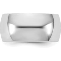 14K White Gold 10mm Comfort Fit Domed Wedding Band - Rhodium Plated by 0