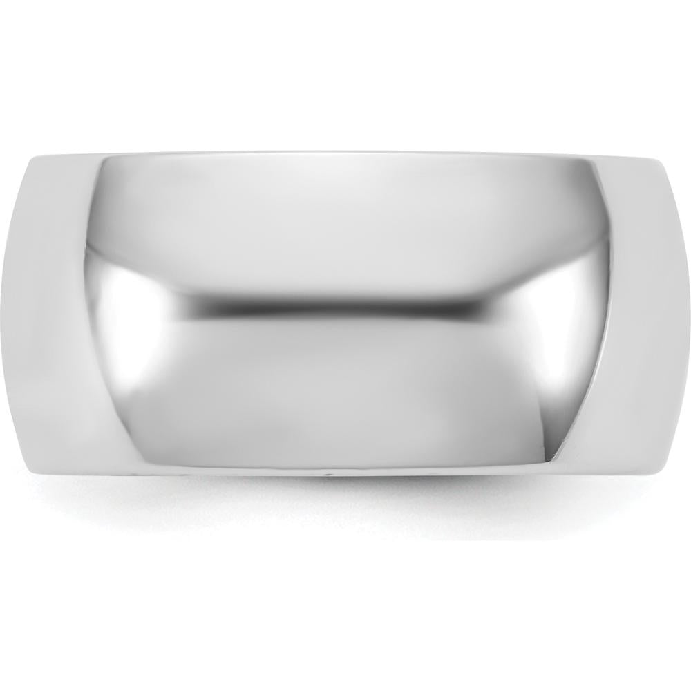14K White Gold 10mm Comfort Fit Domed Wedding Band - Rhodium Plated by 0