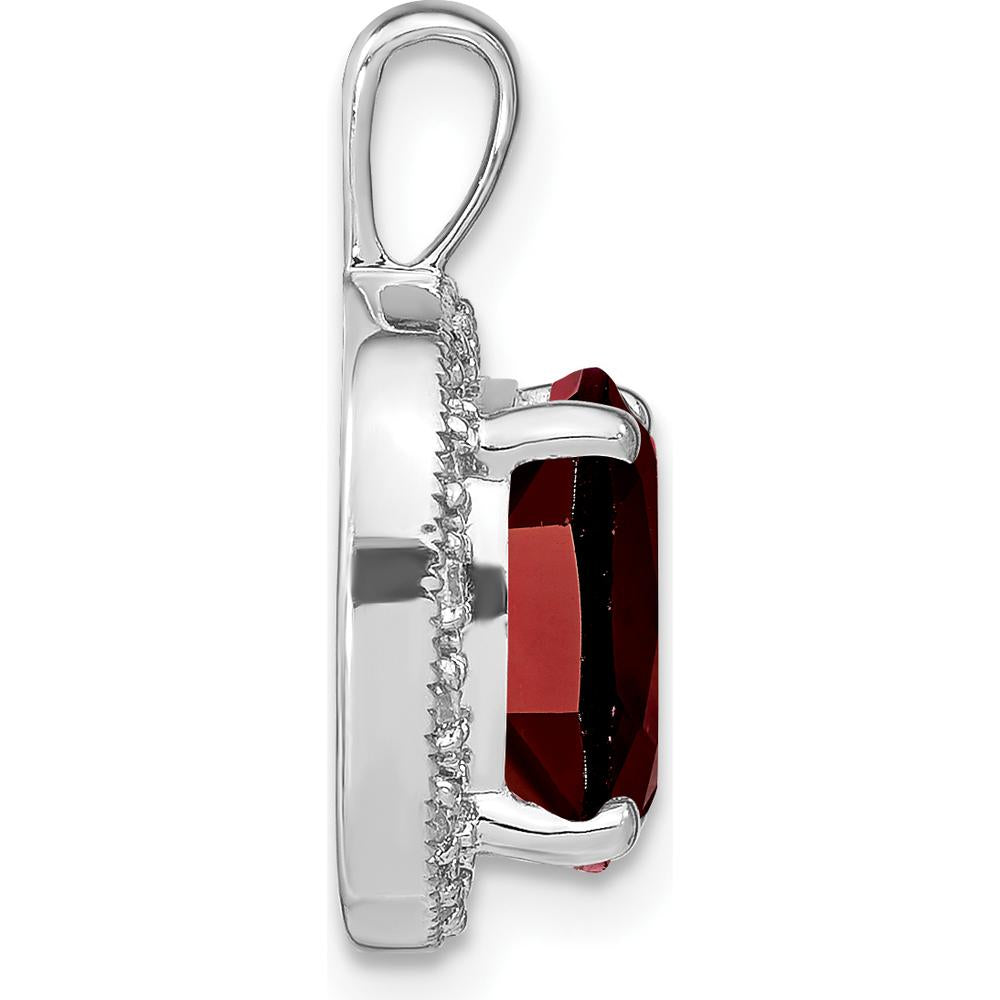 14K White Gold 10mm Cushion Garnet and Diamond Halo Pendant - 5.62 Carat Total Garnet Weight by Lumare Gioia
