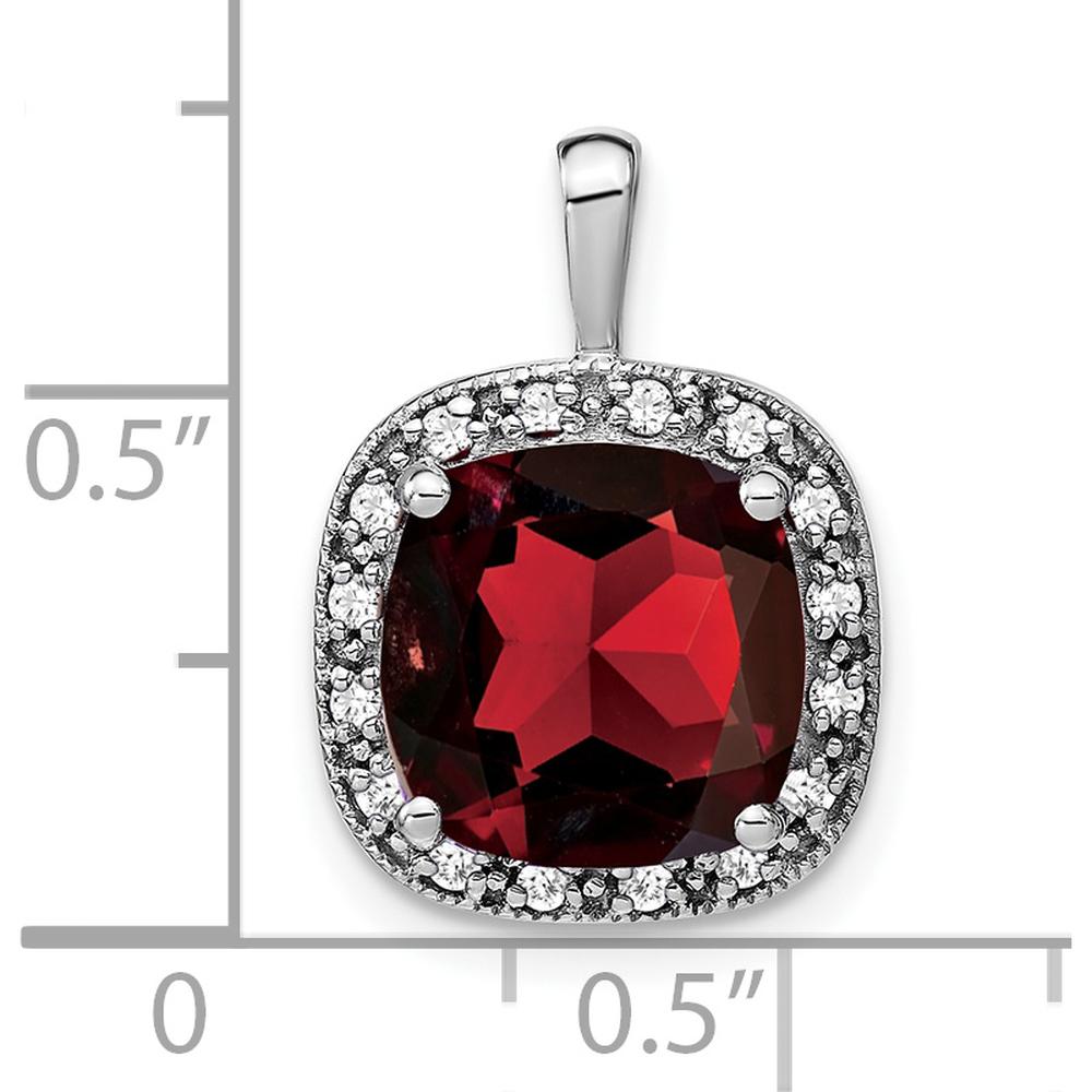 14K White Gold 10mm Cushion Garnet and Diamond Halo Pendant - 5.62 Carat Total Garnet Weight by Lumare Gioia